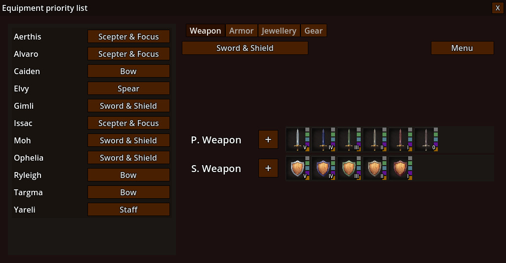 Equipment priority