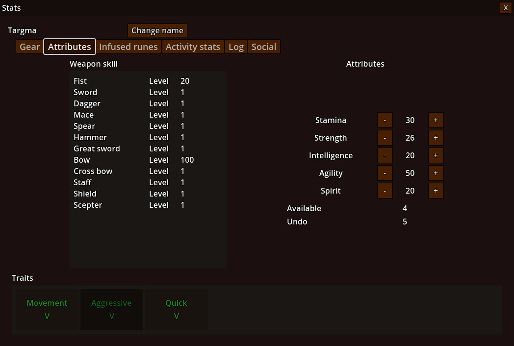 Stats attributes