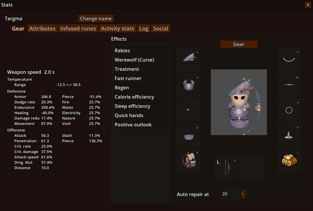 Gear menu