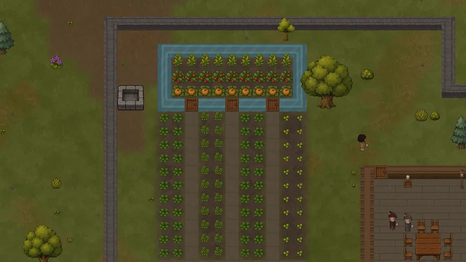 Crop plots and settlement farming.